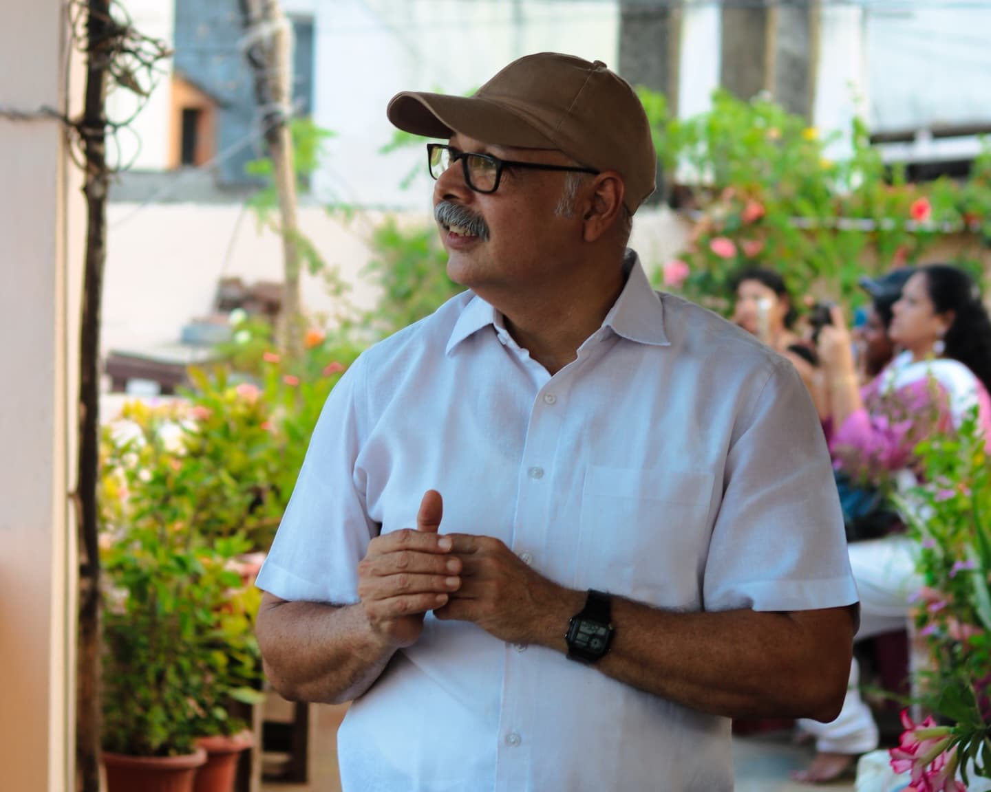 Mr. Sudarson Sah with parakeets